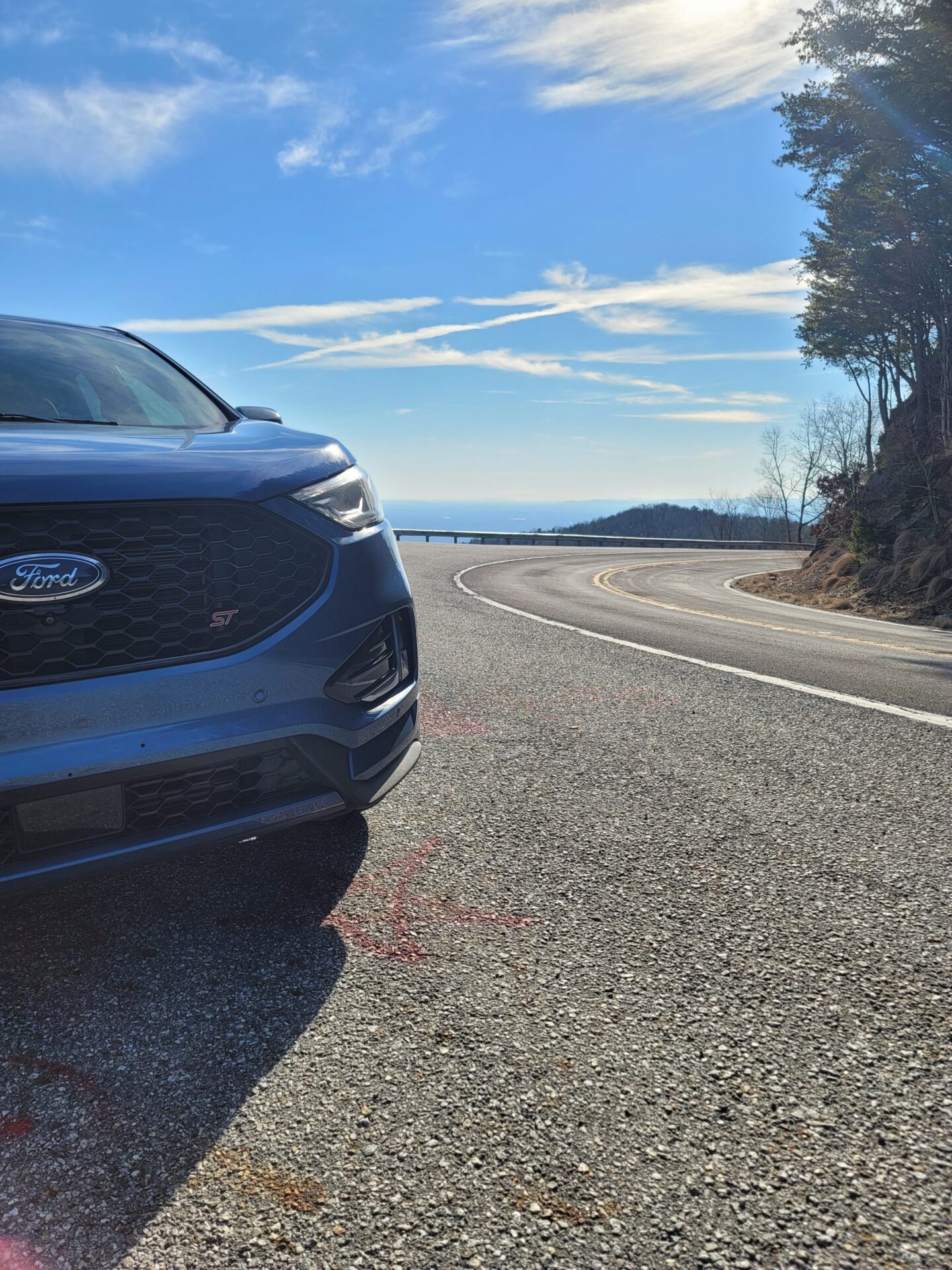 New 2022 Ford Edge ST purchased from Bill Brown Ford in Livonia, MI, on an open road